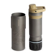 Grayl UltraPress Titanium Filter and Purifier Water Bottle – 16.9 Fluid Ounces / Covert Edition / Separated View / Desert Tan