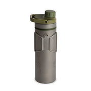 Grayl UltraPress Titanium Filter and Purifier Water Bottle – 16.9 Fluid Ounces / Covert Edition / Backside View / Olive Drab