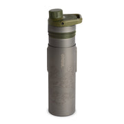 Grayl UltraPress Titanium Filter and Purifier Water Bottle – 16.9 Fluid Ounces / Covert Edition / Purifying Press View / Olive Drab
