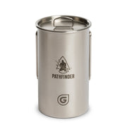 Pathfinder x GRAYL / 30 Ounce GeoPress Stainless Steel Nesting Cup with Lid and Strainer Holes / Front View